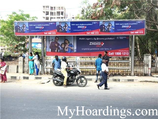 Hoardings rates in Chennai, Bus Shelters at SIET College Bus Stop in Chennai, Flex Banner TN
